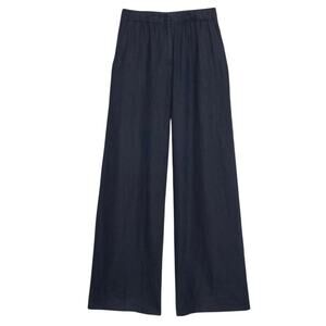 Banana Republic Wide Leg Linen Pull on Pant Navy Blue L 713511